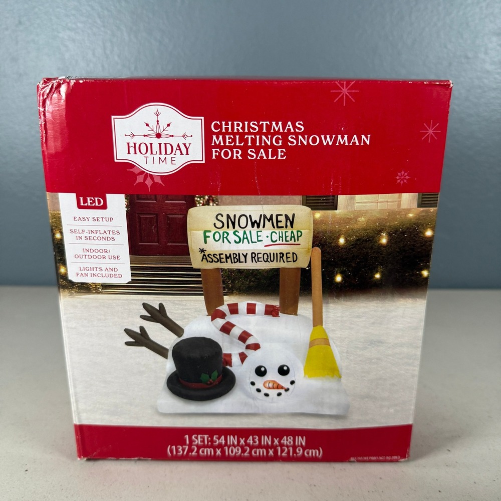 Holiday Time Christmas Melting Snowman For Sale LED Inflatable 4.5ft Yard Decor